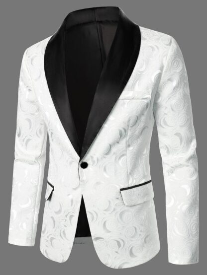 Men Contrast Panel Shawl Collar Blazer