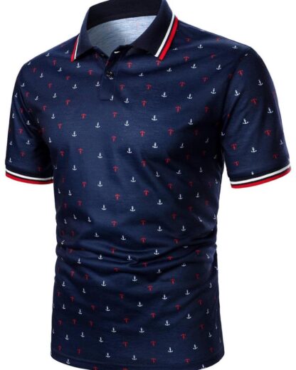 Men Anchor Print Polo Shirts