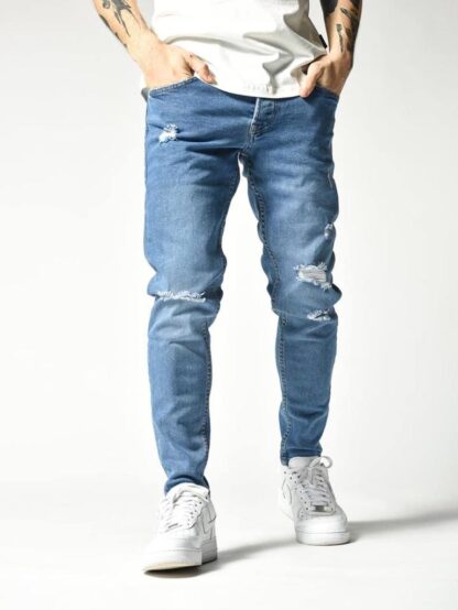 Men Washed Ripped Jeans